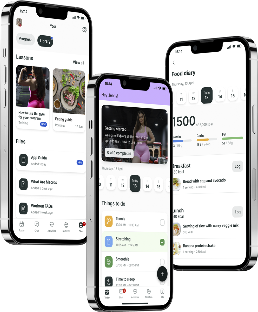 A mockup of the coaching app showcasing the features.